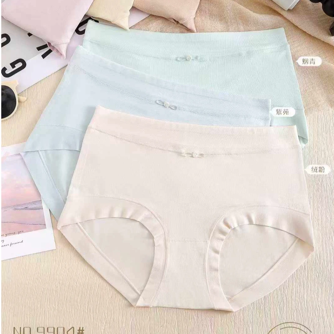 5条装90-130斤内裤女简约清新舒适中腰透气亲肤女生纯色三角裤