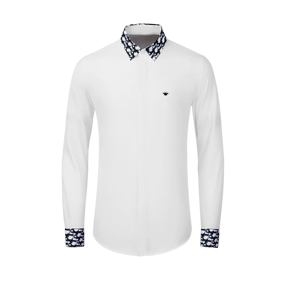 春夏春季秋季字母印花刺绣男士长袖速干透气衬衫男子男款翻领衬衣