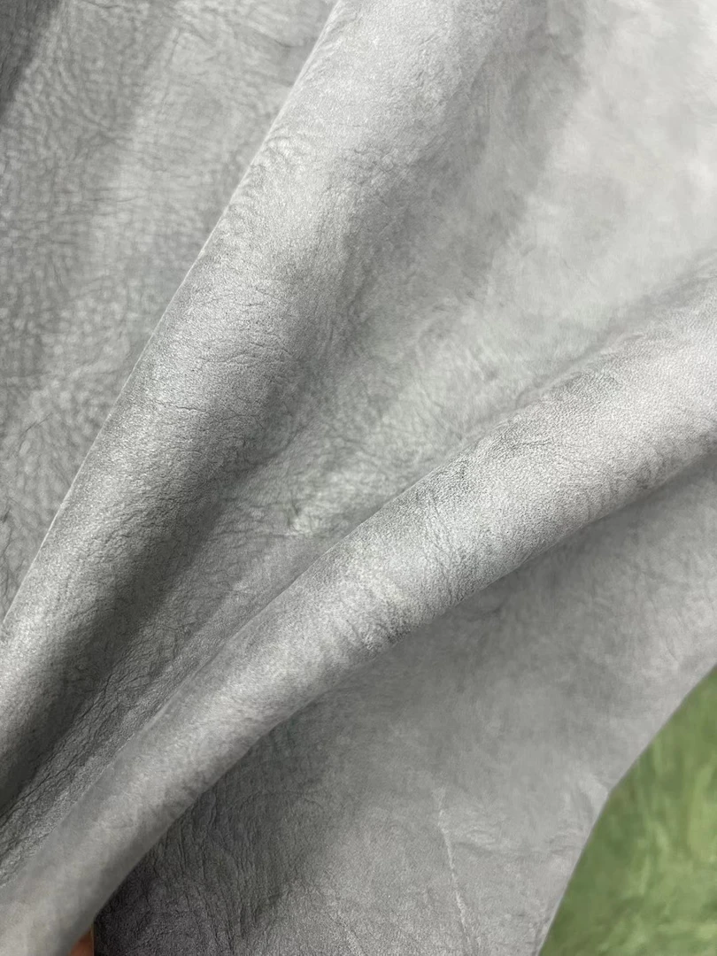 高级灰色磨砂手抓纹头层牛皮 手工皮具