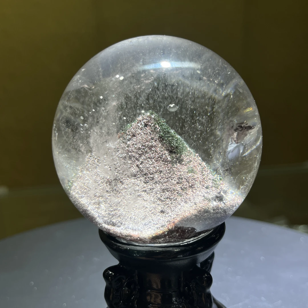 天然球摆件 绿幽灵水晶球饰品居家摆件