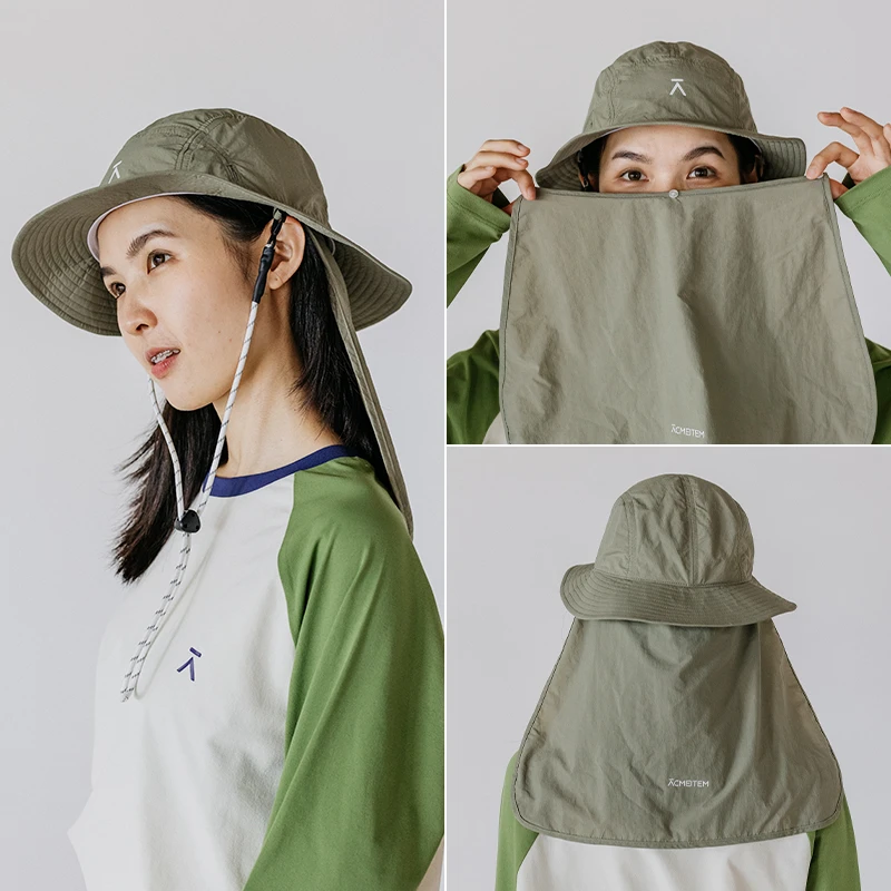 ACMEITEM爱棵米 户外亲子防泼水遮阳帽透气可拆卸披肩式渔夫帽