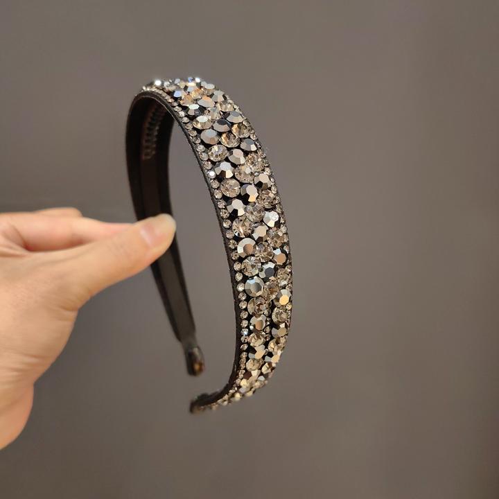 韩版施家钻发箍网红款发卡2024款高颅顶头箍百搭发卡满钻女士发夹