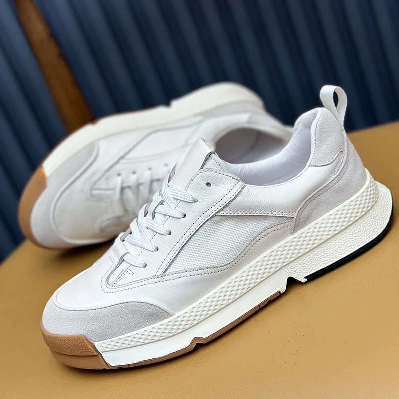 德训鞋子男2025春季新款轻奢百搭老爹鞋男款潮牌透气高端小白鞋