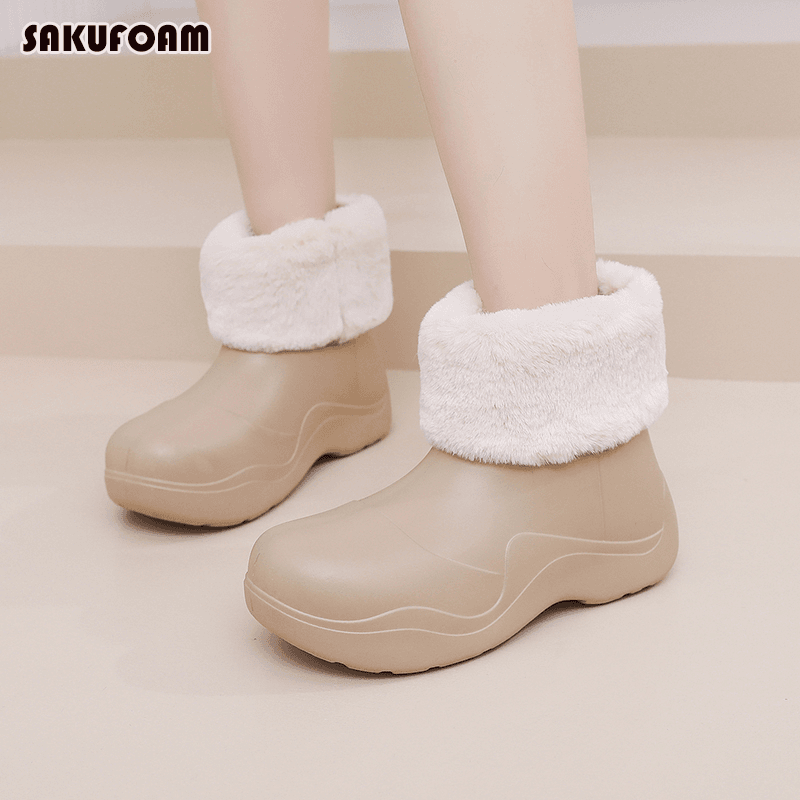 SAKUFOAM短靴女加绒2023新款秋冬保暖厚底鞋子小个子马丁靴防滑