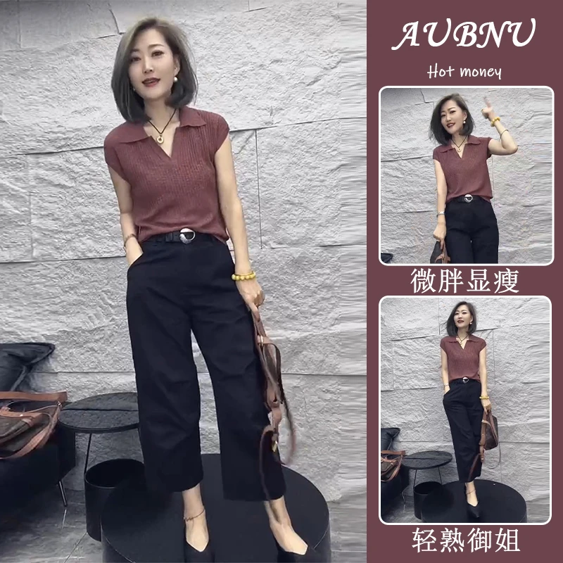 设计感小众翻领短袖针织衫女装2025夏季新款法式甜美宽松气质上衣