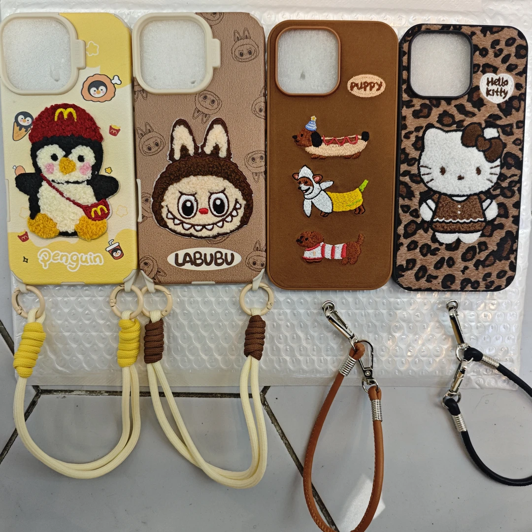 【筠妹推荐】刺绣壳 带挂绳适用于苹果可爱潮流防摔手机壳