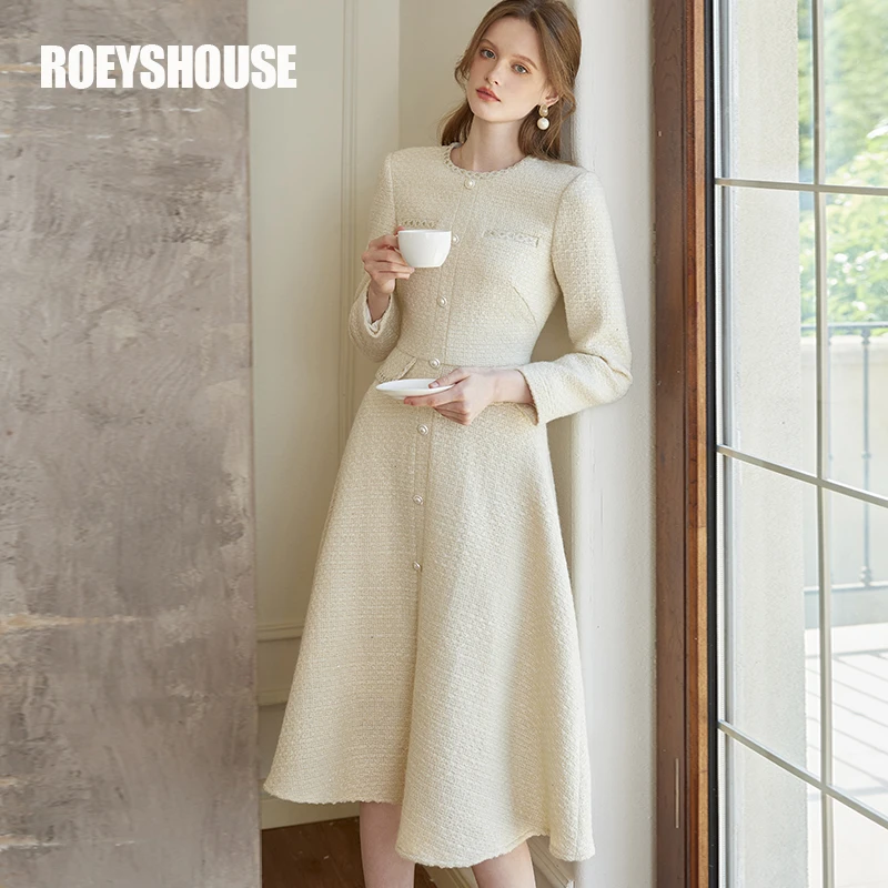 【RH】罗衣法式名媛小香风修身连衣裙2024秋冬气质优雅裙子09744