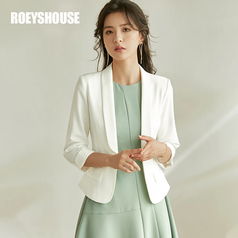 【RH】罗衣职业高级白色西装外套2024新款通勤七分袖修身西服09363