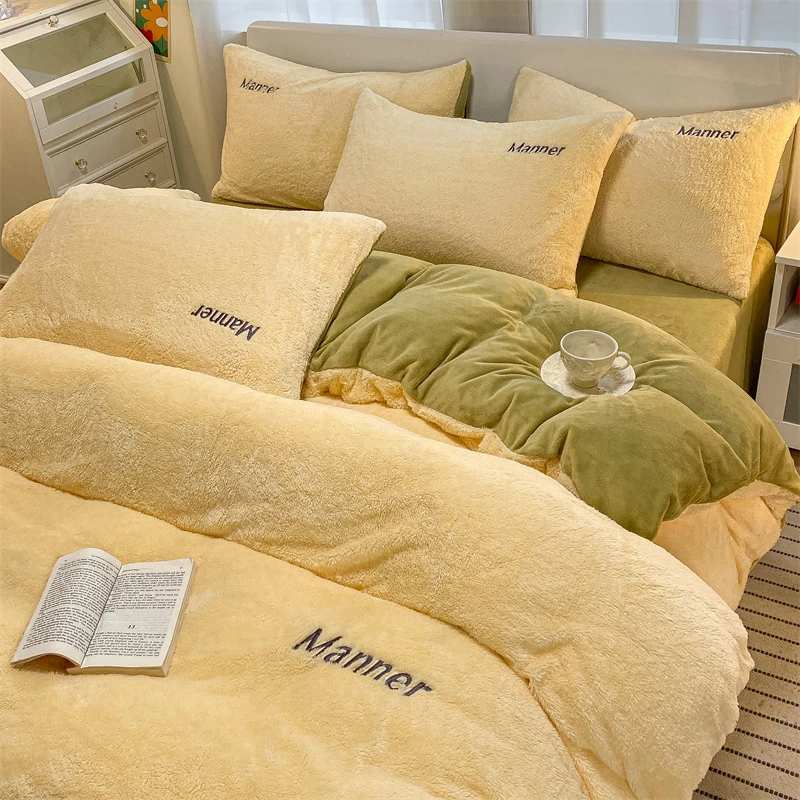 加厚牛奶绒保暖四件套被套床单床笠学生宿舍双面绒保暖单人四件套