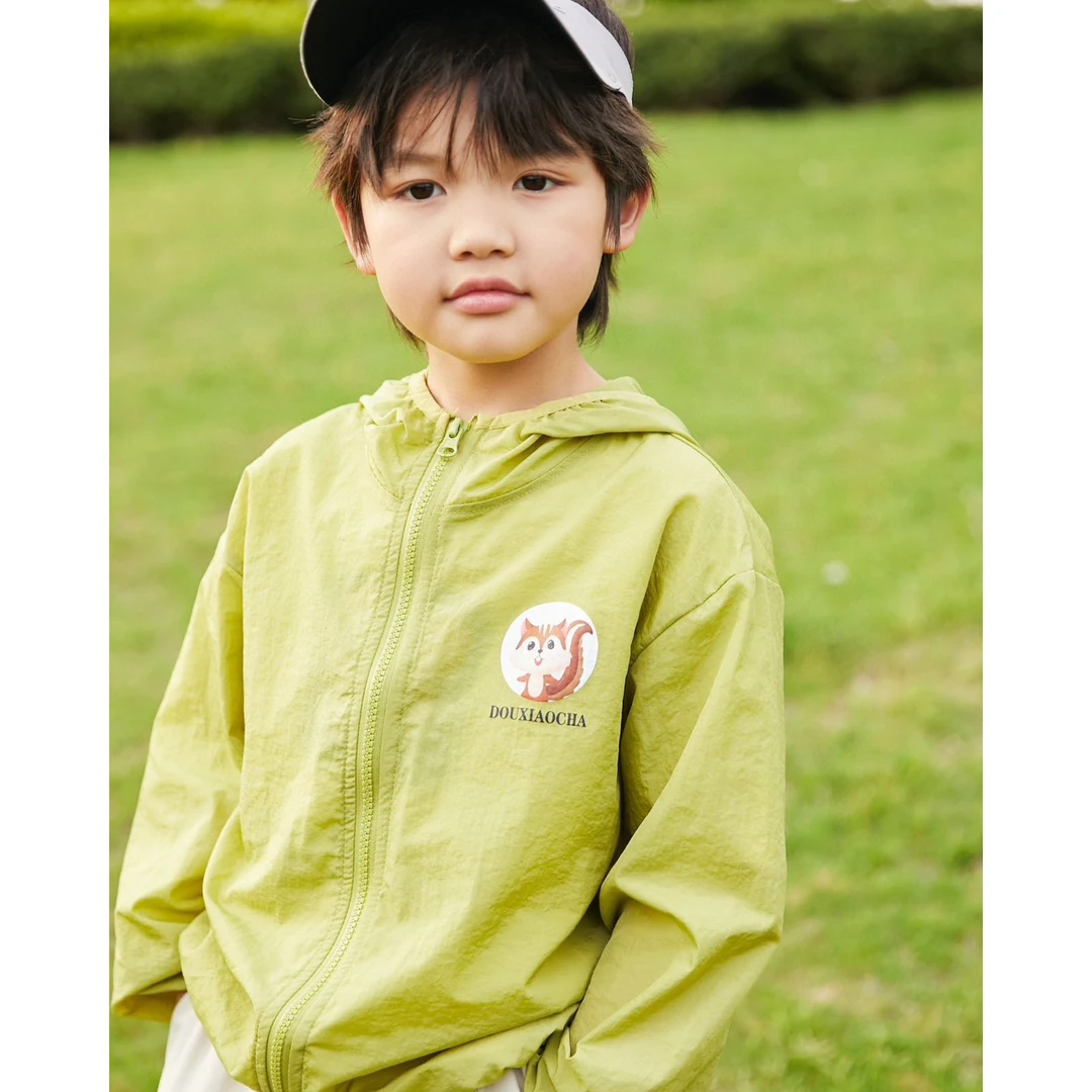 夏季冰丝凉感连帽拉链皮肤衣薄款男童女童防晒衣透气防风外套