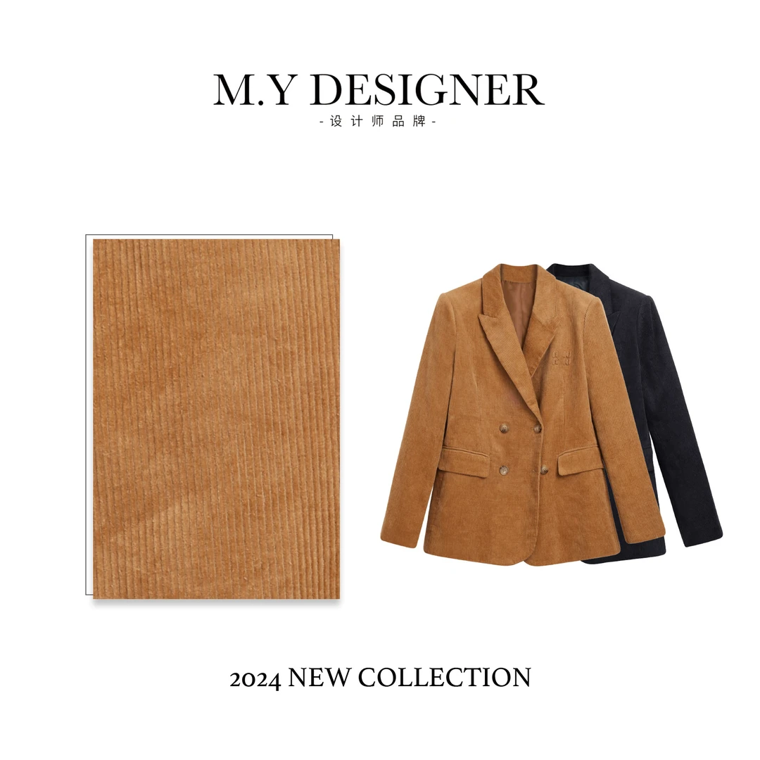 M.Y媛总 秋季新款设计感复古字母灯芯绒女装外套OK0841