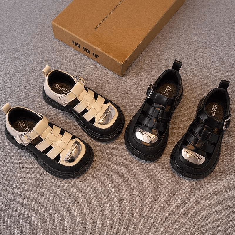 abc 儿童皮鞋2024夏季新款男童鞋子女童镂空单鞋女孩公主鞋中大童