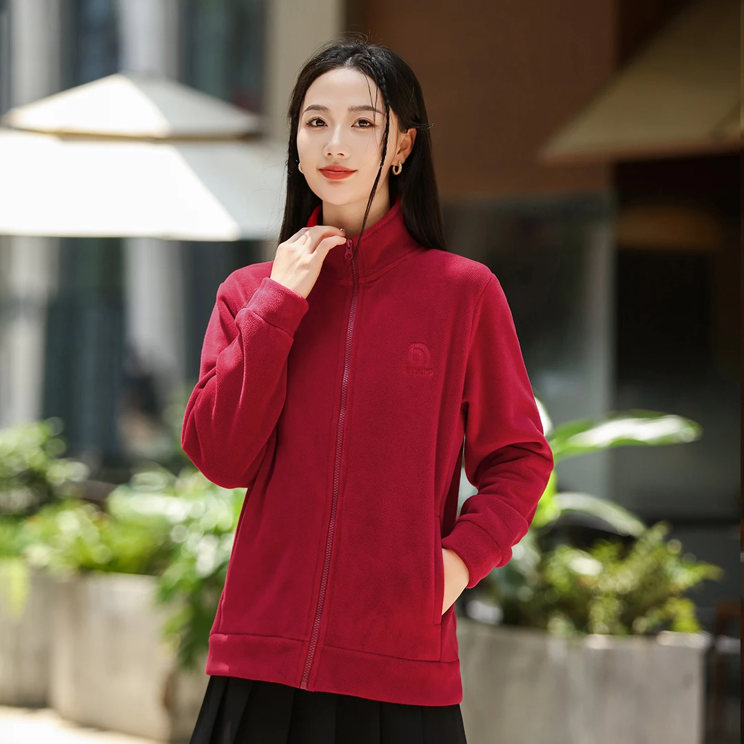 1女士奥粒绒暖暖外套休闲立领保暖加厚上衣开衫