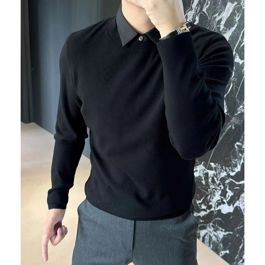 東•Dongzi 轻奢男士丨潮流新款百搭假两件翻领衬衫 80165