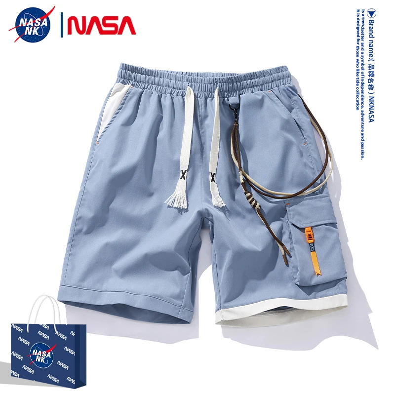 NASA联名短裤看球夏季冰丝工装潮流百搭运动宽松速干薄款休闲裤子