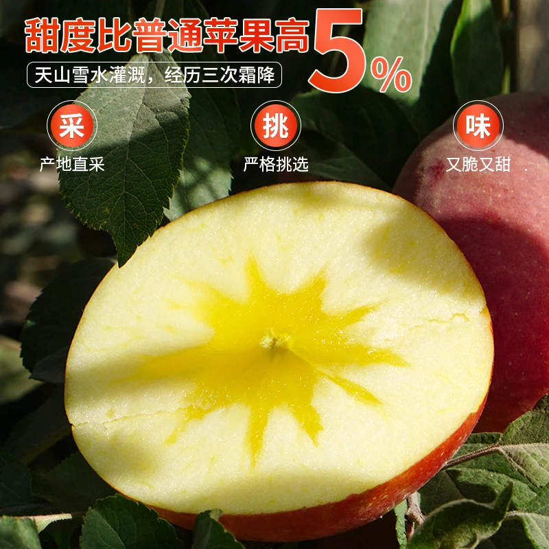 新疆阿克苏苹果4.5斤75-85mm新鲜水果整箱包邮红富士当季丑甜平果