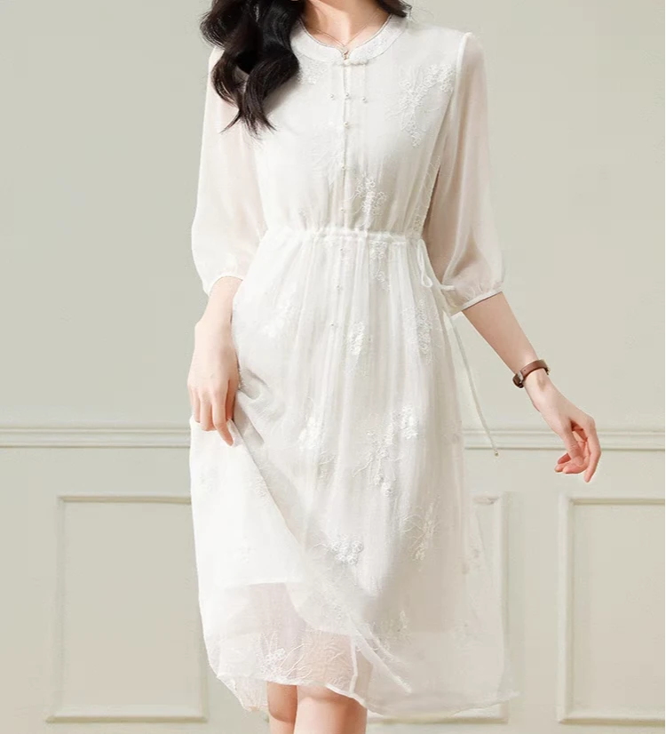 ZHUOXI/着西【2024-着西原创】重磅100桑蚕丝连衣裙2Q373