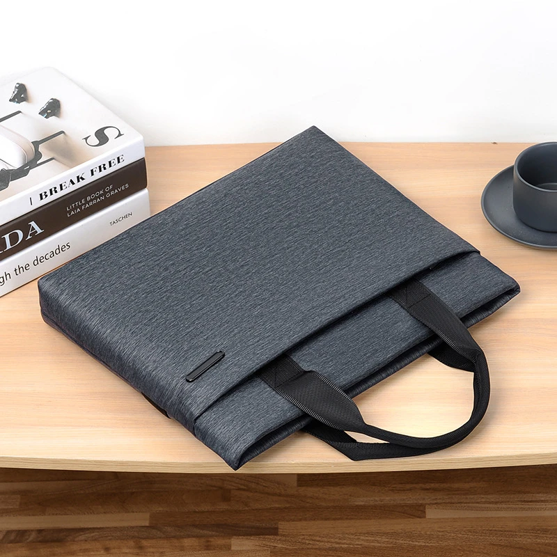 男士商务手提公文包文件资料袋14寸电脑包会议包办公防泼水牛津布