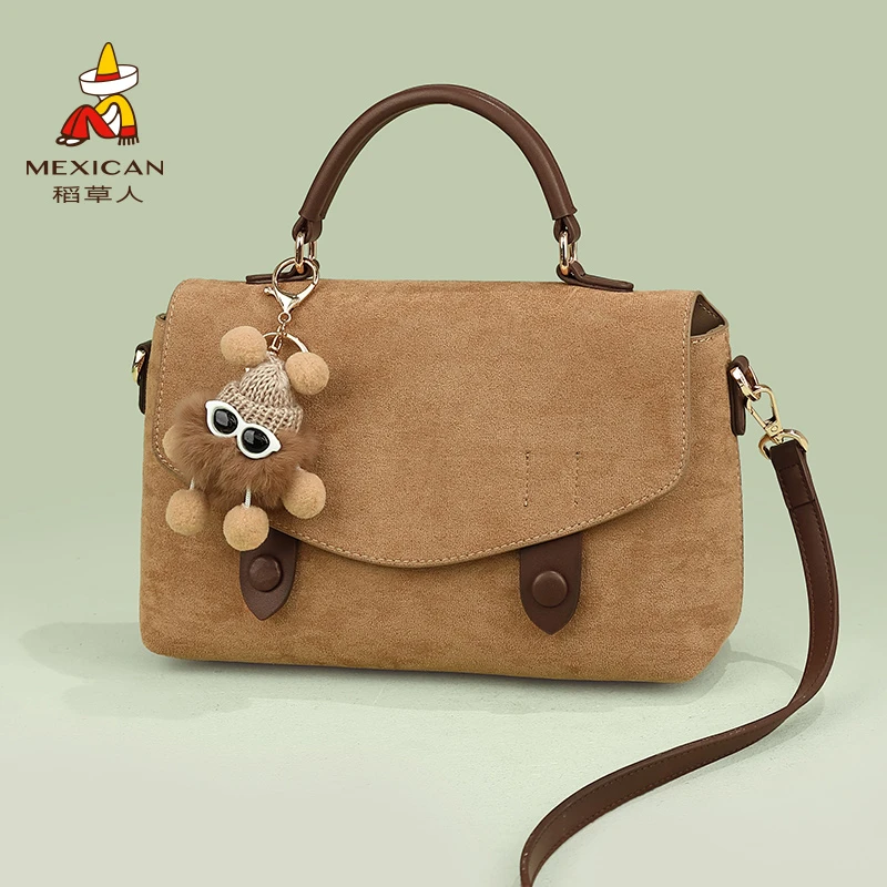 稻草人2023秋冬新品时尚百搭女士百搭简约邮差复古斜挎女包