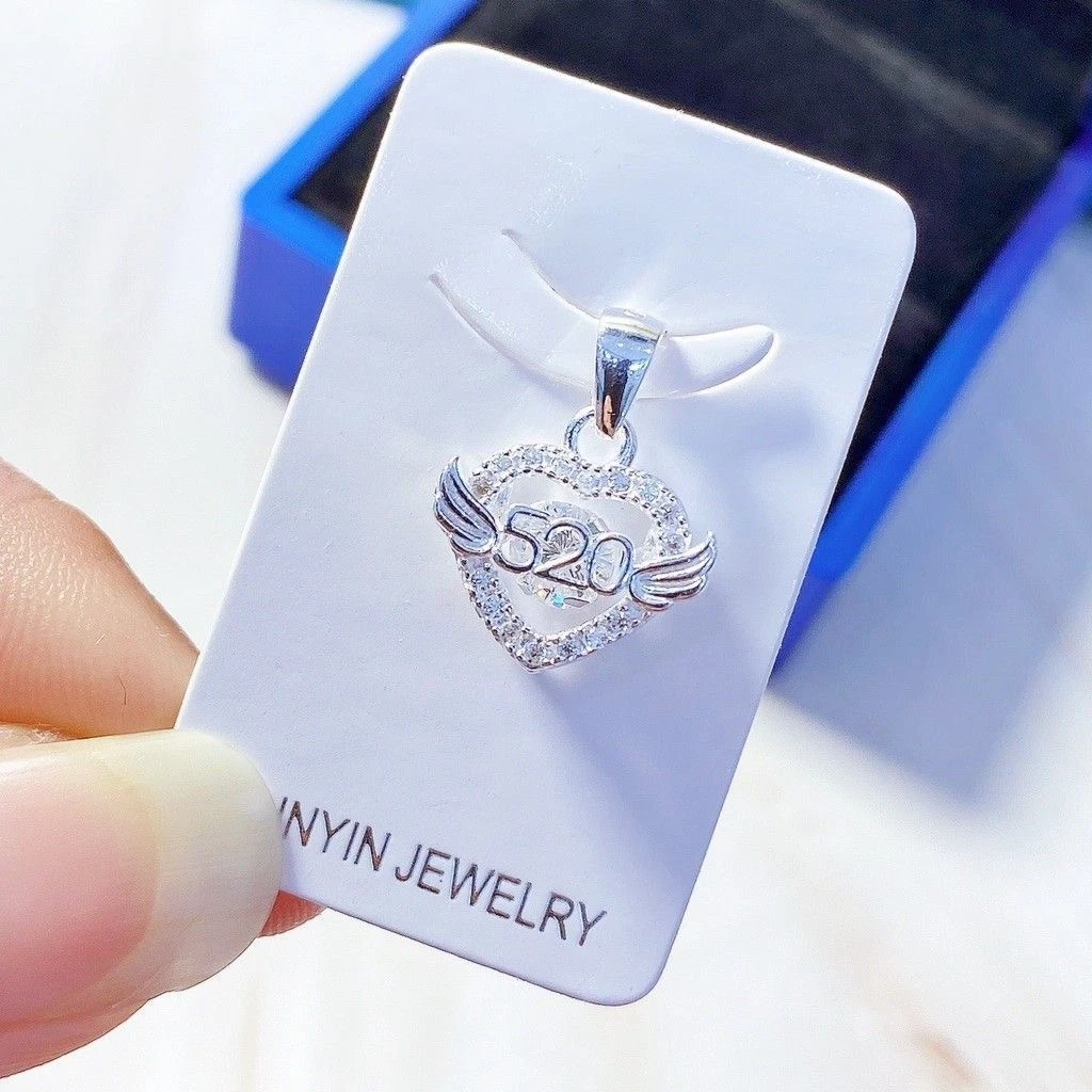 吊坠足银合成锆石 【520爱心吊坠】气质轻奢时尚百搭小众简约个性