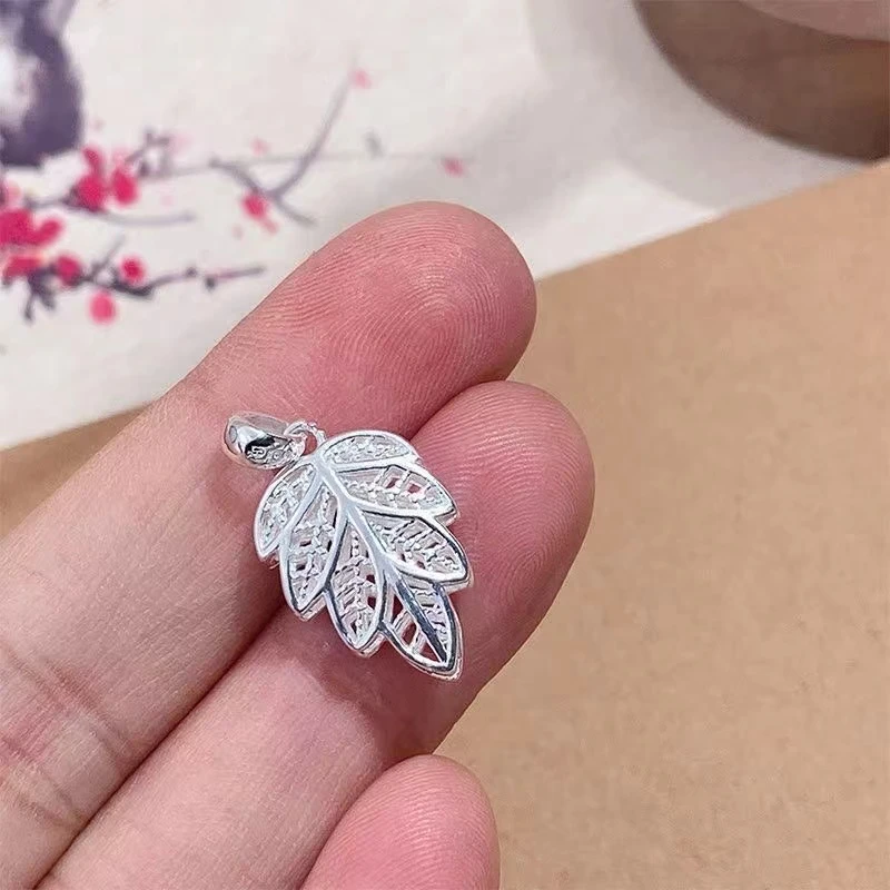 吊坠足银 【叶子吊坠】纯银吊坠足银999挂坠气质时尚百搭复古素款