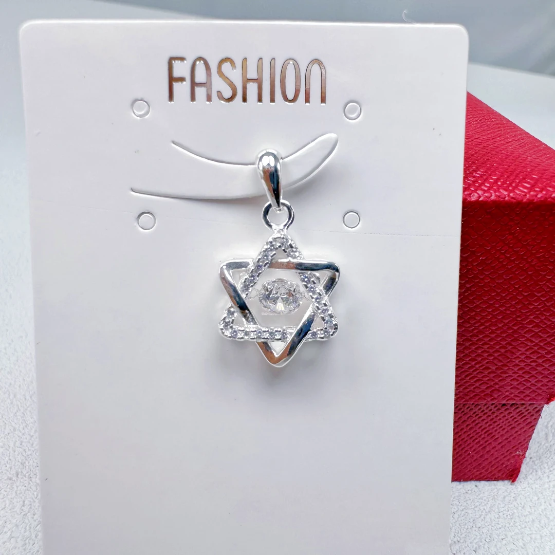 吊坠足银合成锆石 【六芒星吊坠】足银吊坠纯银挂坠灵动简约小众