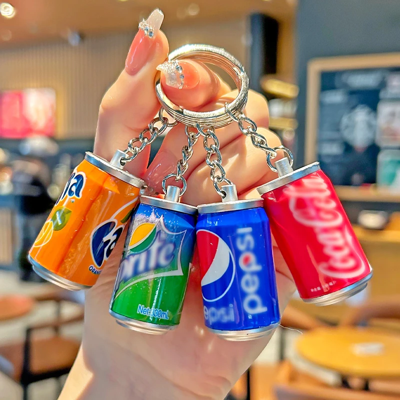 可爱mini易拉罐仿真饮料瓶钥匙扣男生书包挂件小礼品情侣钥匙圈链