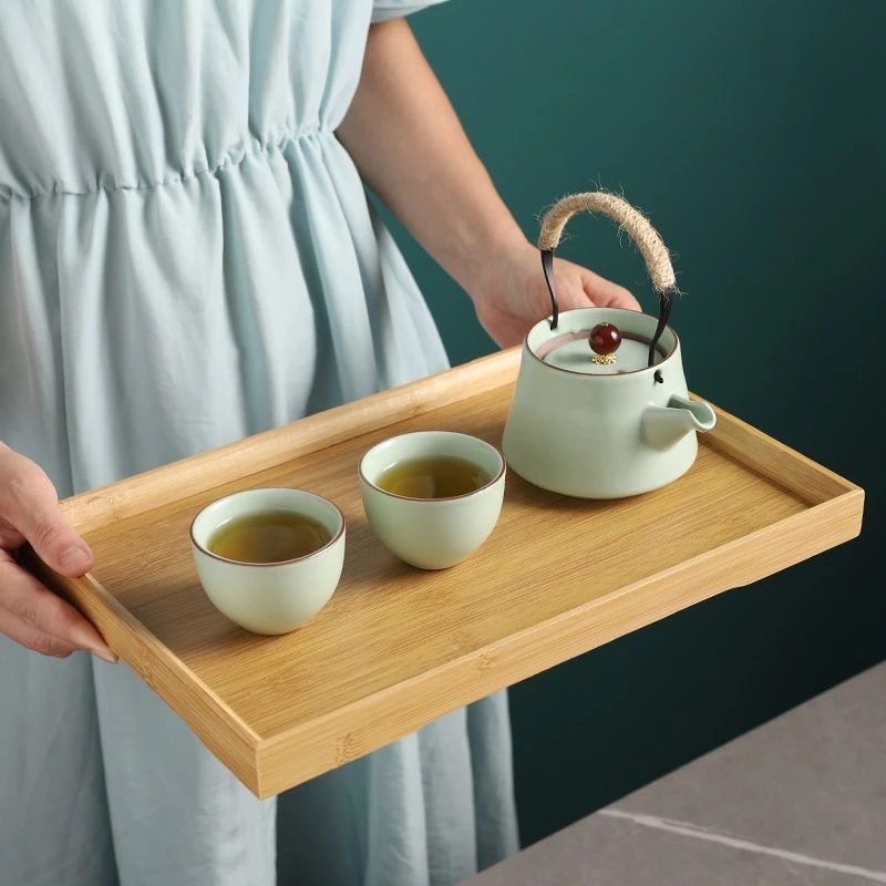 中式竹制托盘长方形实木茶盘沥水茶台家用水果盘面包盘烧烤盘酒店