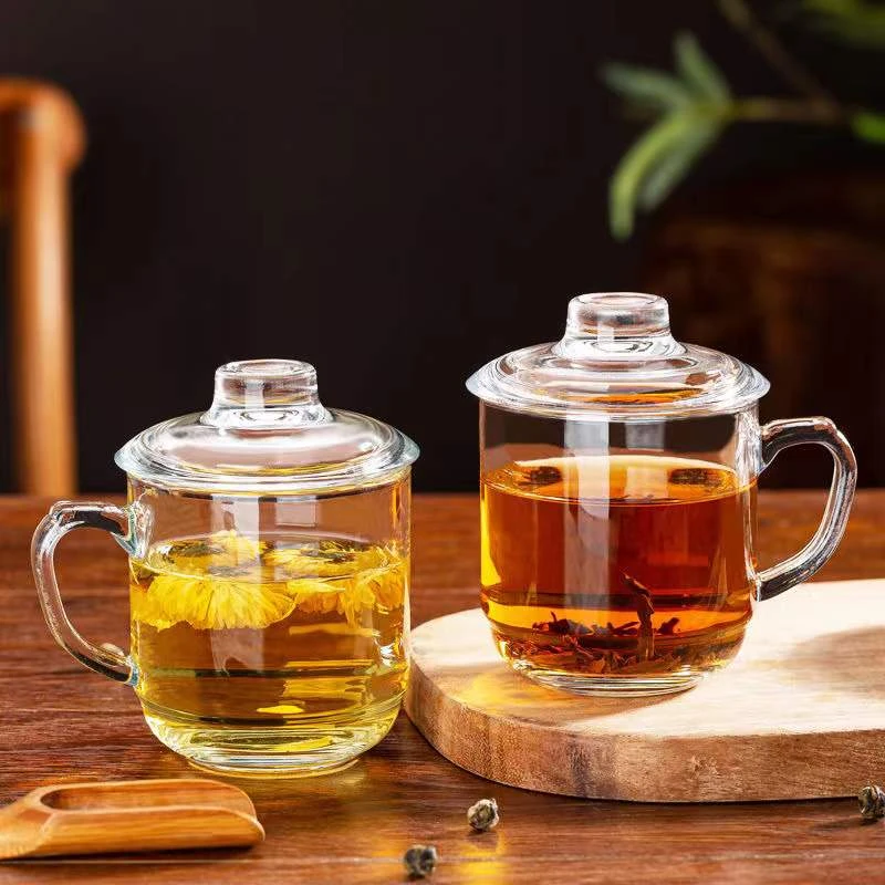 玻璃杯耐高温带把手水杯大容量家用套装牛奶杯办公室泡茶杯子带盖