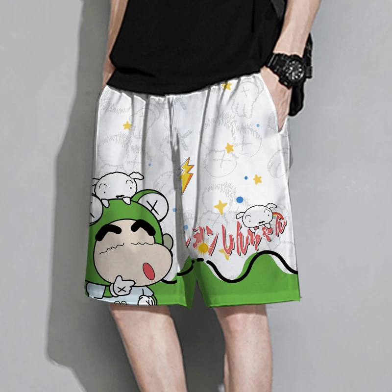 动漫周边短裤男士蜡笔小新联名居家休闲五分裤夏季薄款海边沙滩裤