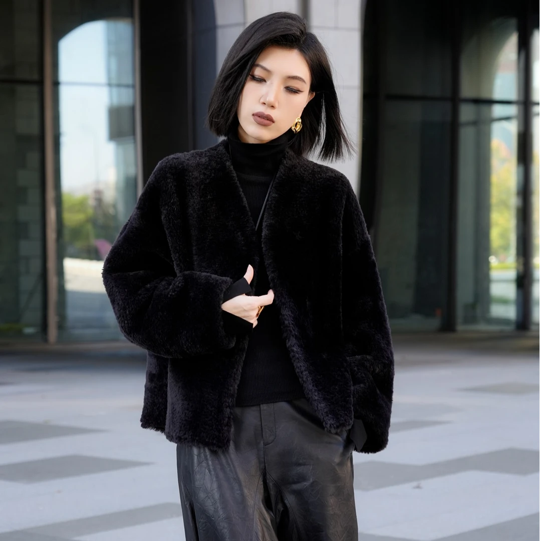 POPULARYW【将暮未暮】Z·R上品屋 秋冬圆领皮毛一体宽松外套
