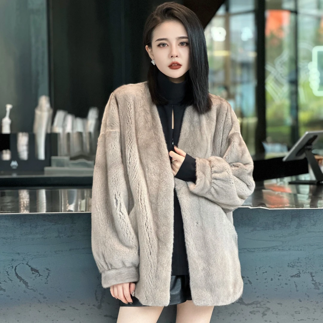 【昆岚织梦】Z.R上品屋 时尚气质轻奢哥本哈根紫金水貂上衣外套
