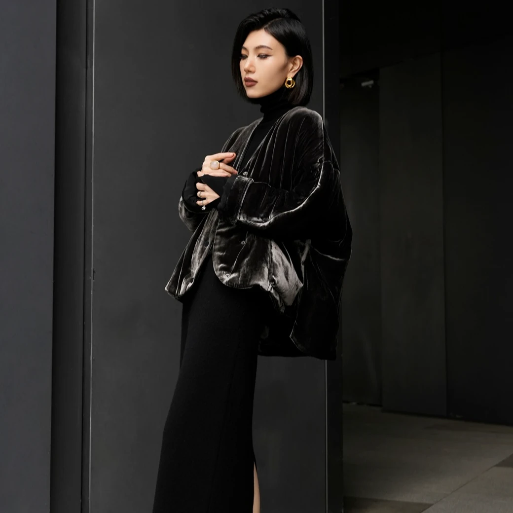 POPULARYW【云容冱雪】Z·R上品屋  秋冬季极简廓形丝绒保暖棉服