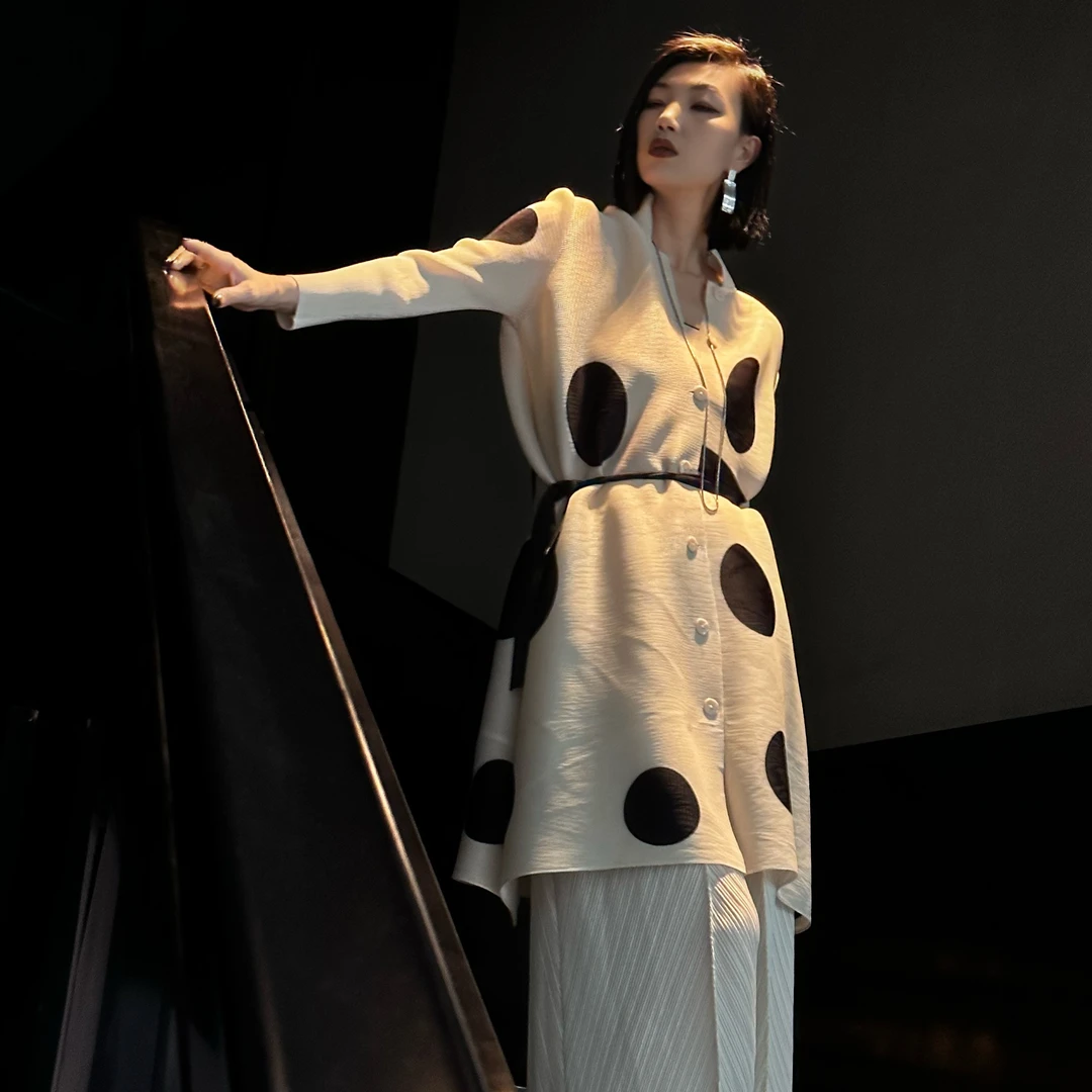 POPULARYW【落幕】Z.R上品屋 压褶波点宽松开衫外穿连衣裙秋季春秋