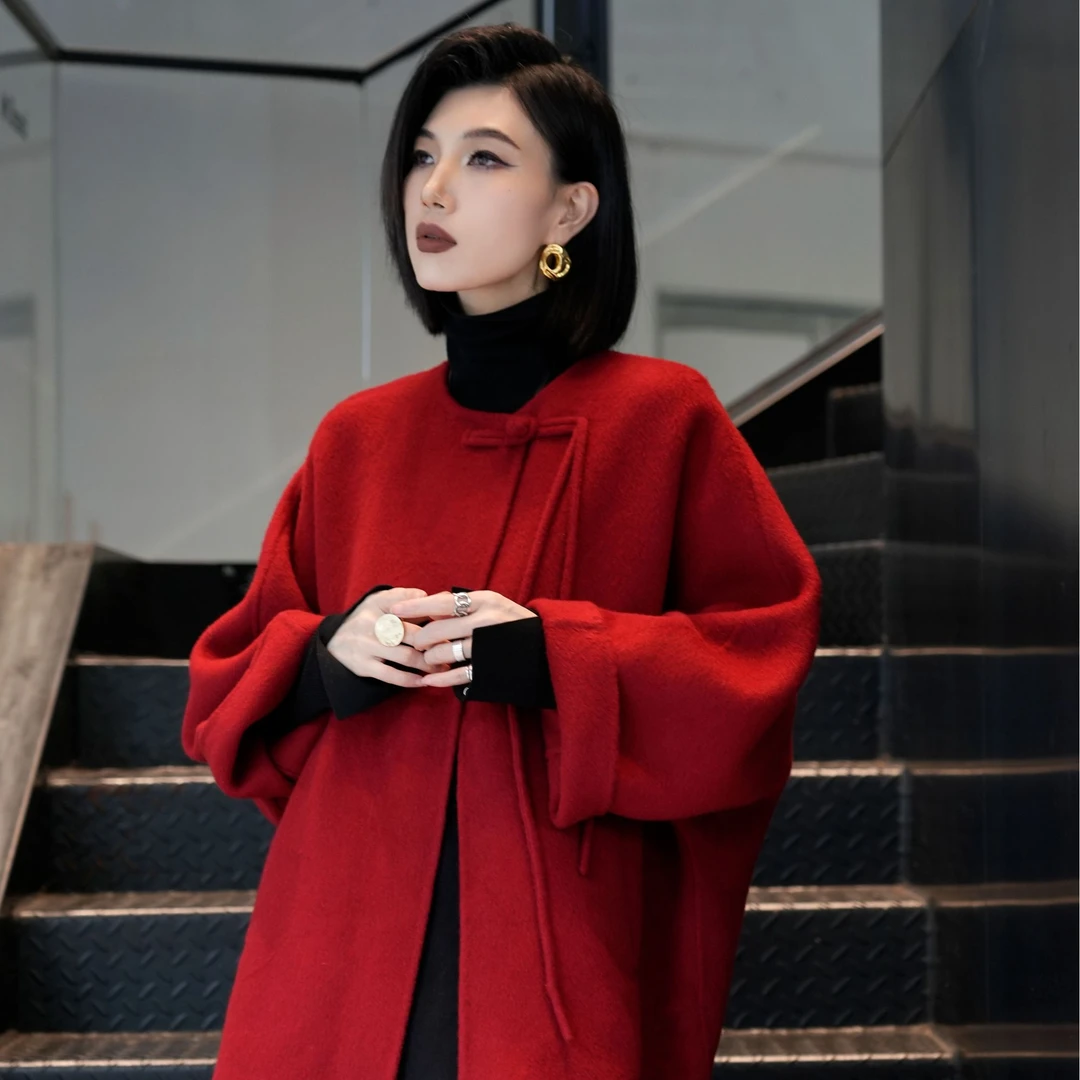 POPULARYW【冬幸屠苏】Z·R上品屋  秋冬大衣中式斗篷盘扣毛呢外套