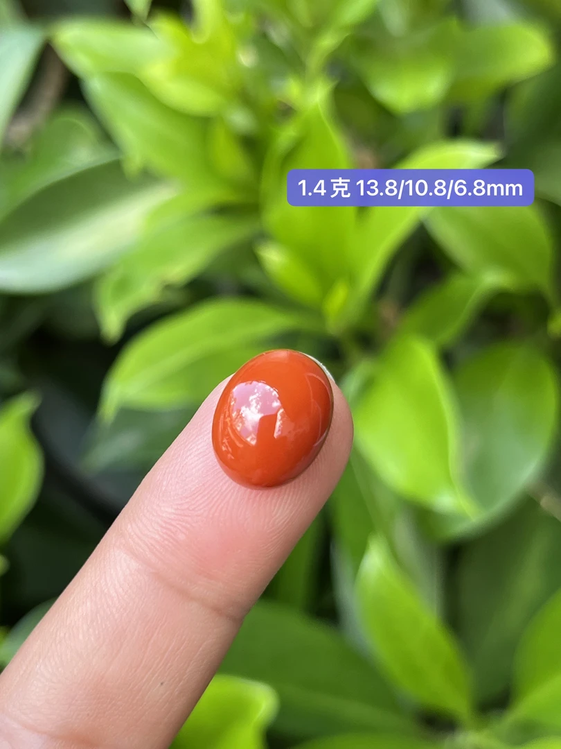 南红玛瑙 瓦西料 纯色满肉柿子红偏锦红 戒面