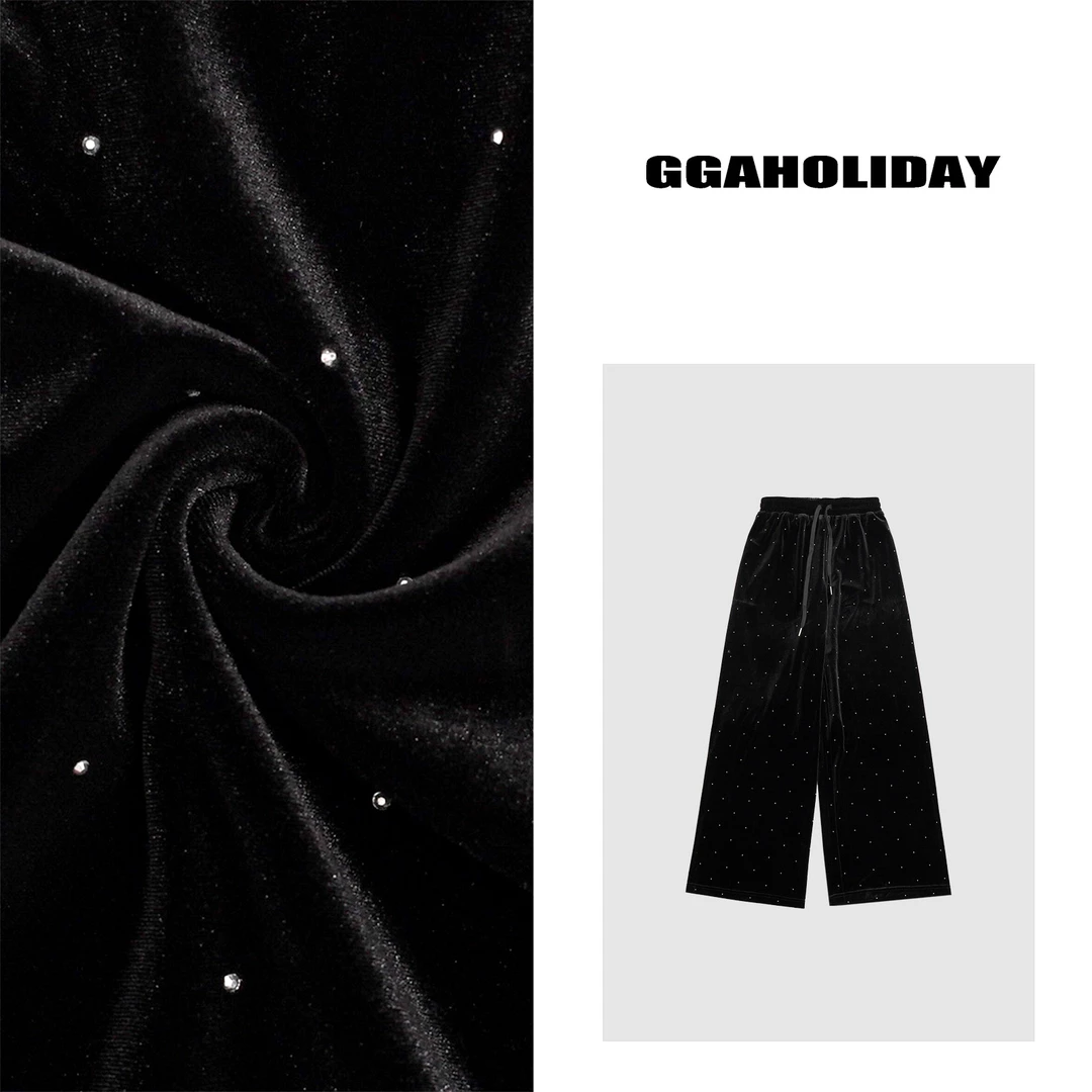 GG潮牌集合芯悟  黑色复古宽松百搭休闲潮流直筒长裤-144122