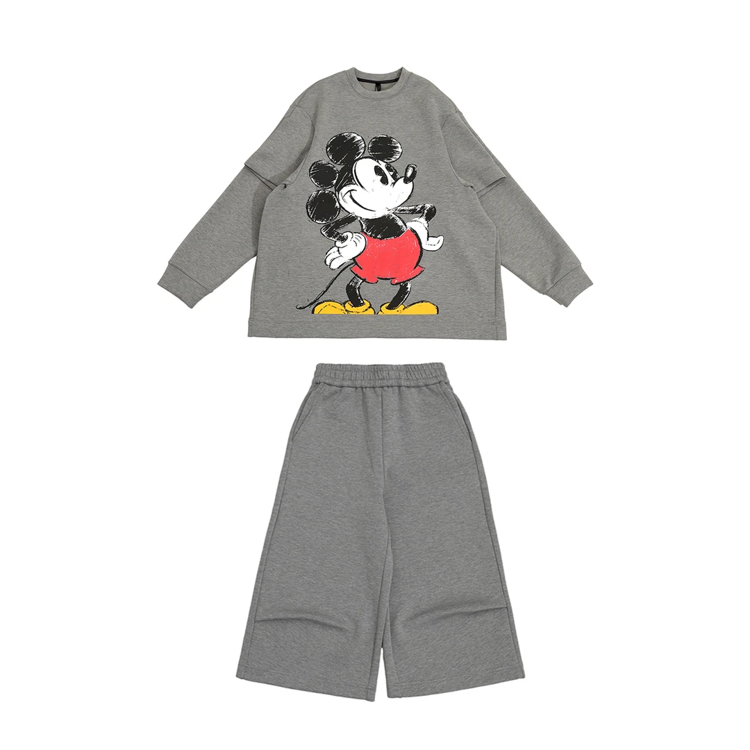 GGAHOLIDAY秋冬时尚休闲情侣印花长袖灰色加绒卫衣套装-151098/10