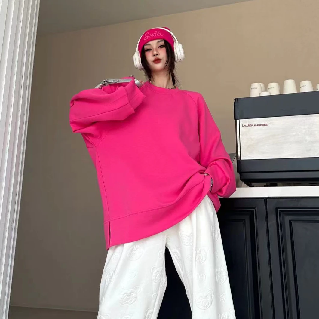 gg潮牌集合店休闲百搭纯色圆领简约秋季运动长T恤 143055