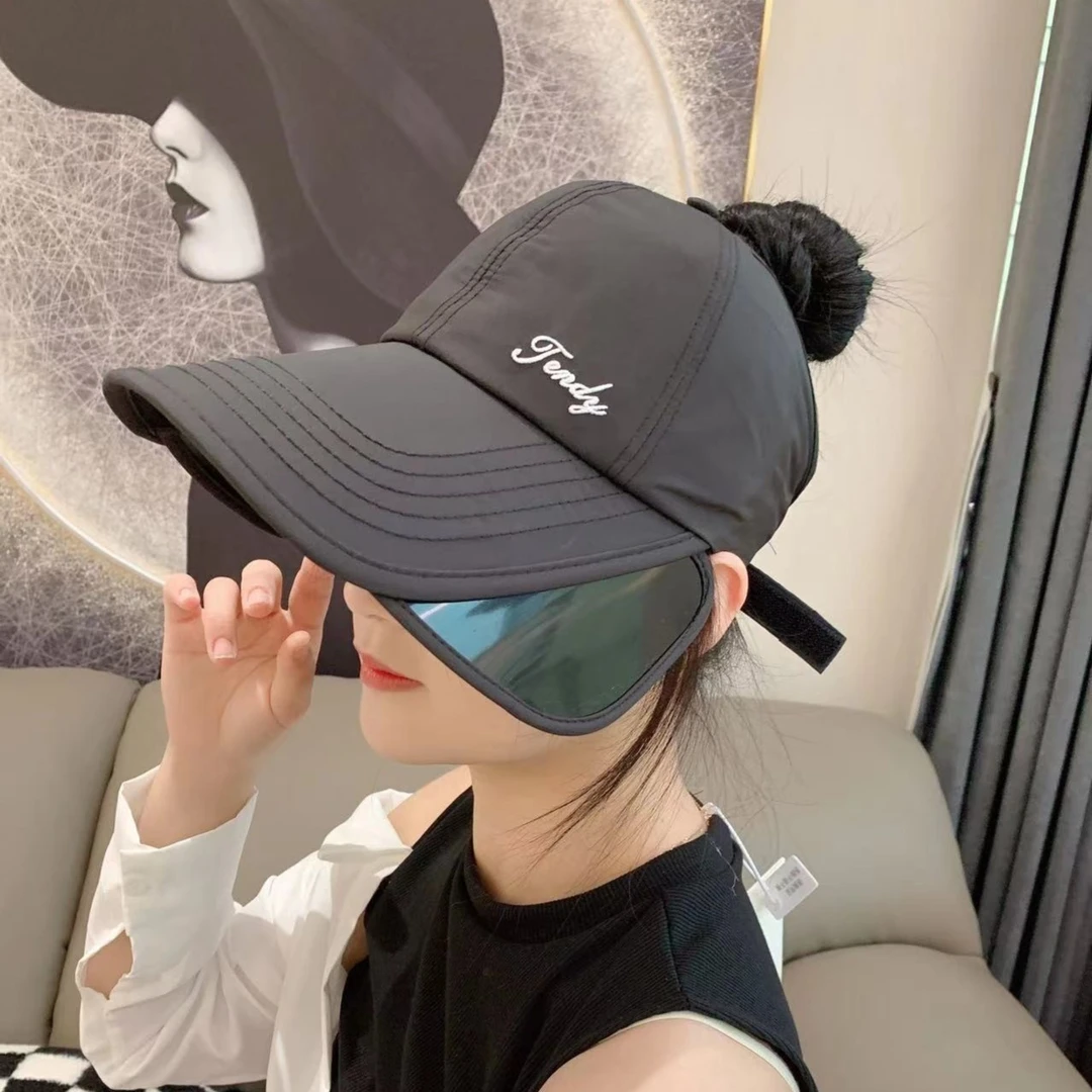 大帽檐遮阳帽挡板可伸缩空顶帽透气舒适防晒太阳帽女生帽子女士帽