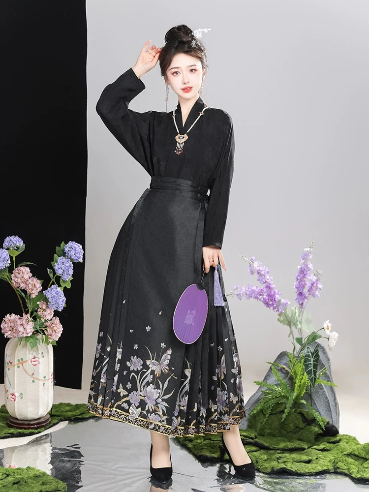 云若兮【蝶梦】九分马面裙春夏款搭配交领上衣中国风汉服新中式秋冬