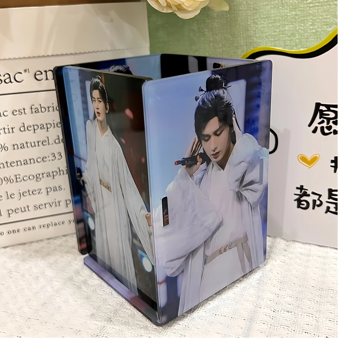 成毅亚克力笔筒收四面不同图（双面贴膜需要撕膜再安装）