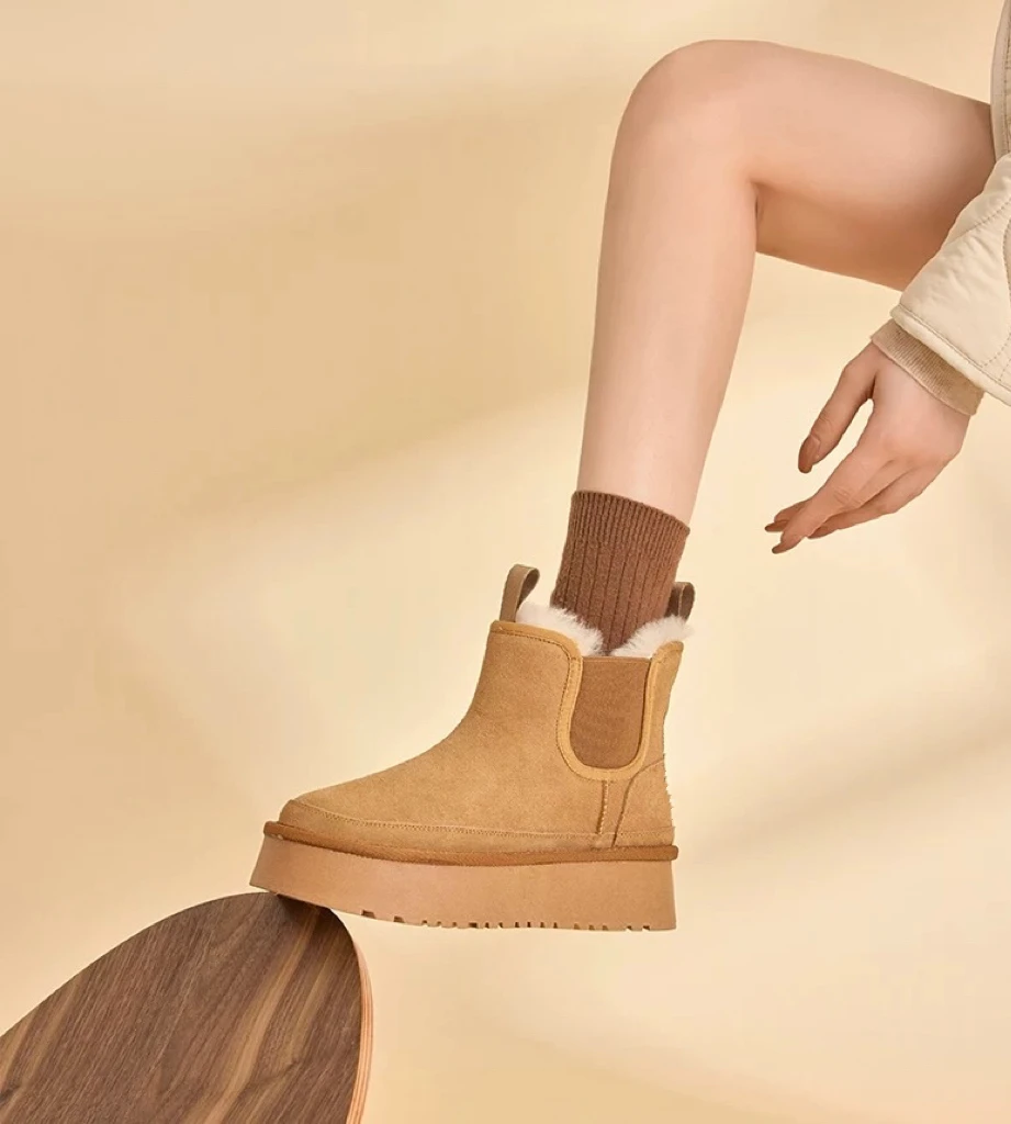 201a6579牛反绒冬加厚雪地靴时尚百搭女士潮流加绒冬季