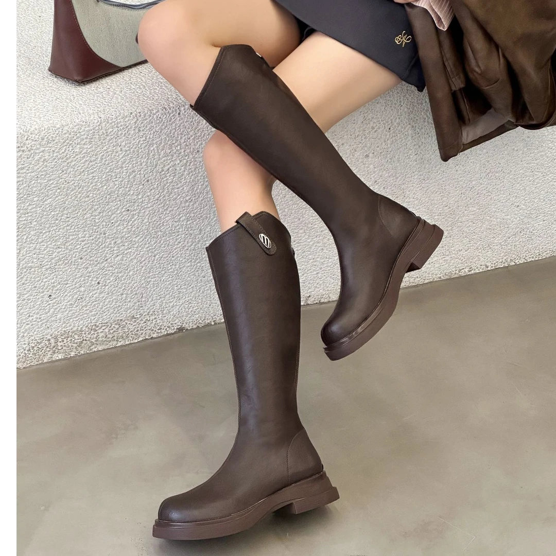 76a6459 真皮长靴马丁靴简约百搭