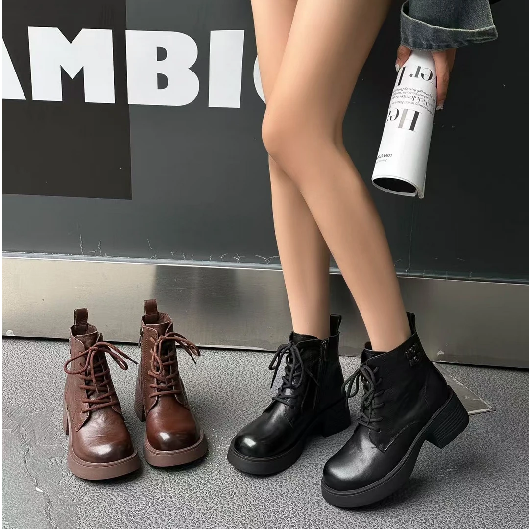 63a4549英伦风马丁靴圆头秋冬百搭真皮