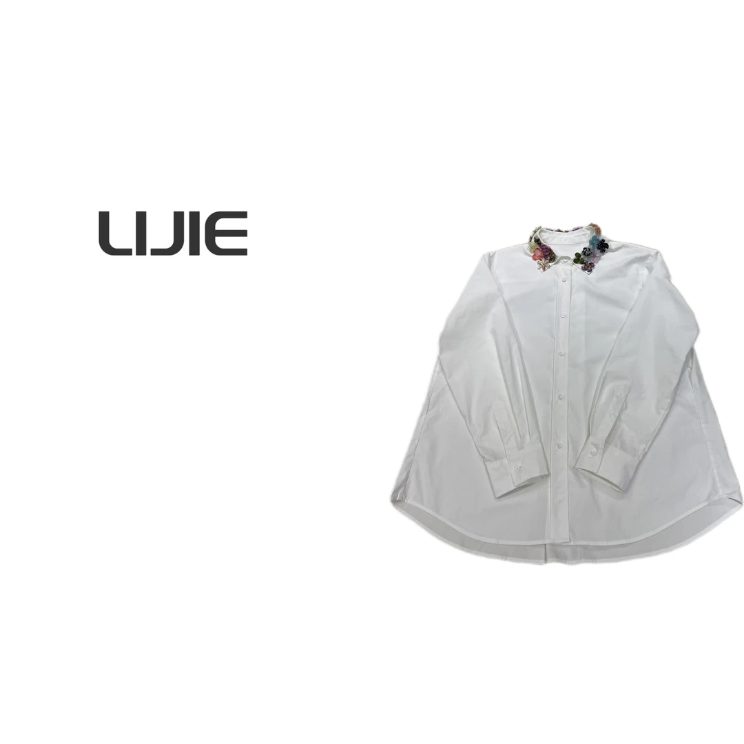 【深圳丽姐】独特别致重工立体钉花极简衬衫