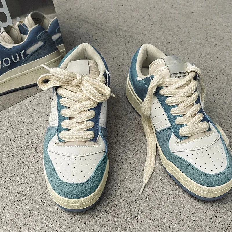 8277蓝色百搭复古小众德训低帮休闲拼色情侣ins学生时尚板鞋