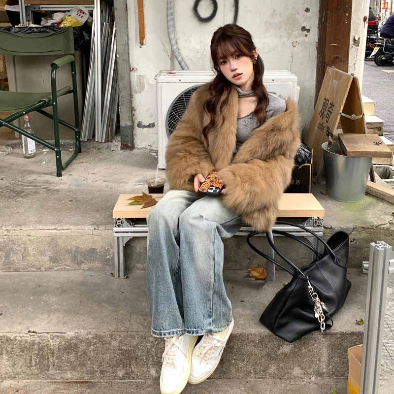 美拉德复古又酷又飒高级感毛毛外套女冬季新款年轻款时尚百搭上衣