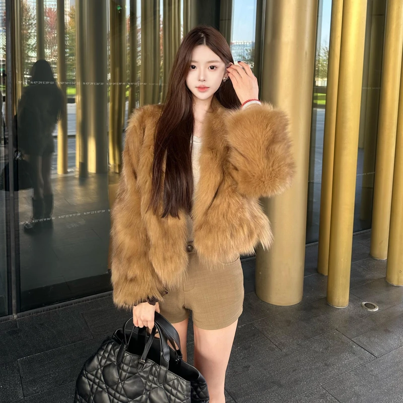 时髦精轻奢风毛毛外套2024年冬季新款短款小个子大衣时尚百搭上衣