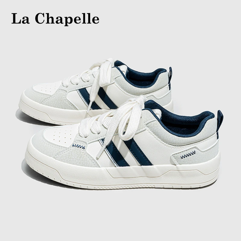 拉夏贝尔女鞋2025年秋新款小白鞋潮流百搭休闲经典帆布鞋厚底鞋